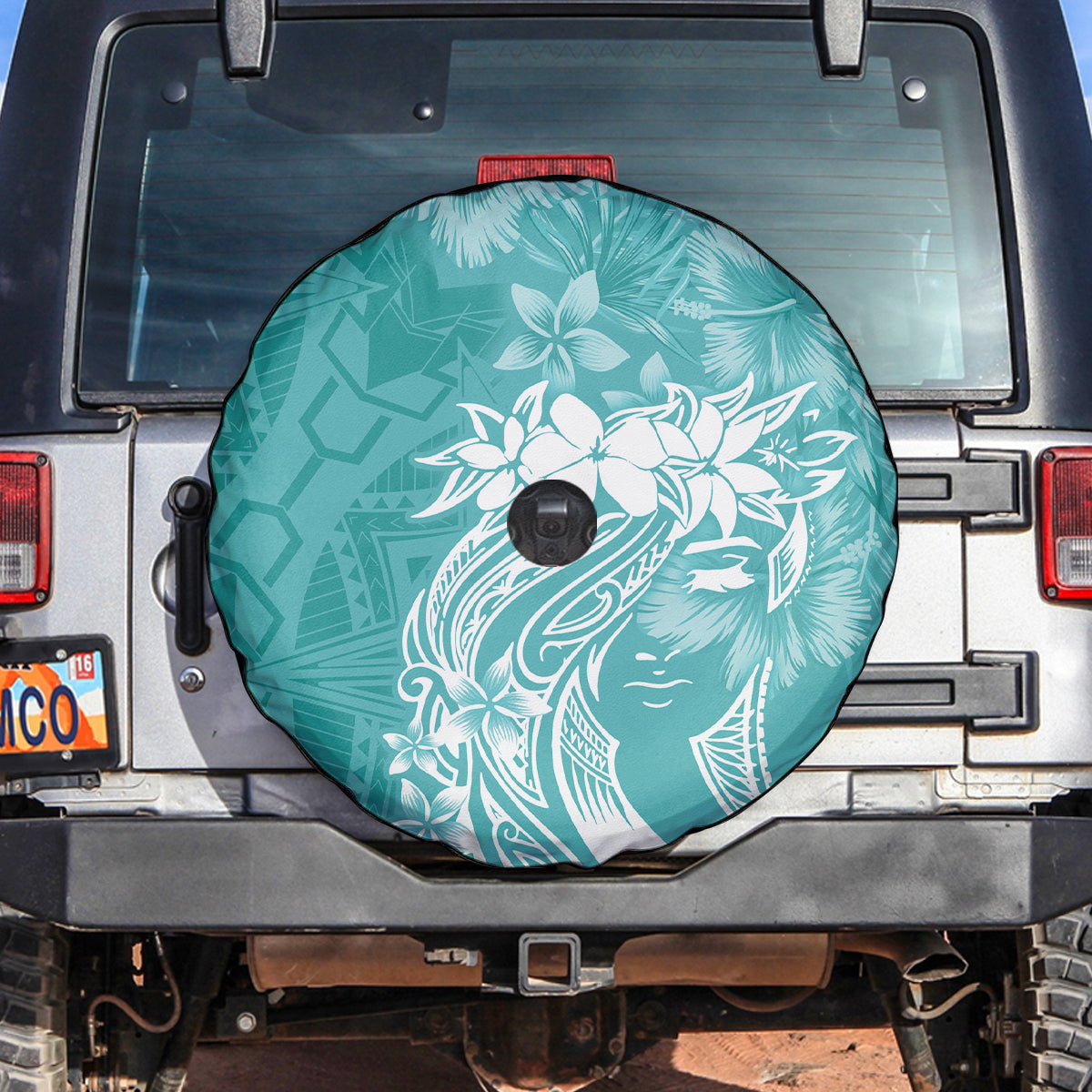 Polynesian Women's Day Spare Tire Cover Plumeria Passion - Teal LT7 Teal - Polynesian Pride