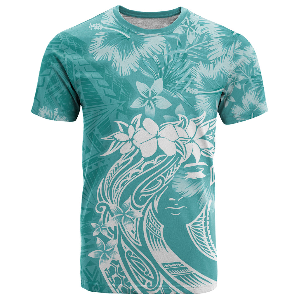 Polynesian Women's Day T Shirt Plumeria Passion - Teal LT7 Teal - Polynesian Pride