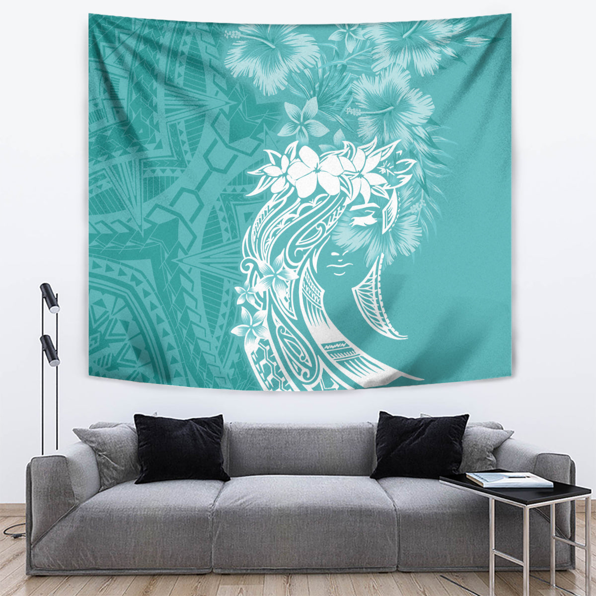 Polynesian Women's Day Tapestry Plumeria Passion - Teal LT7 Teal - Polynesian Pride