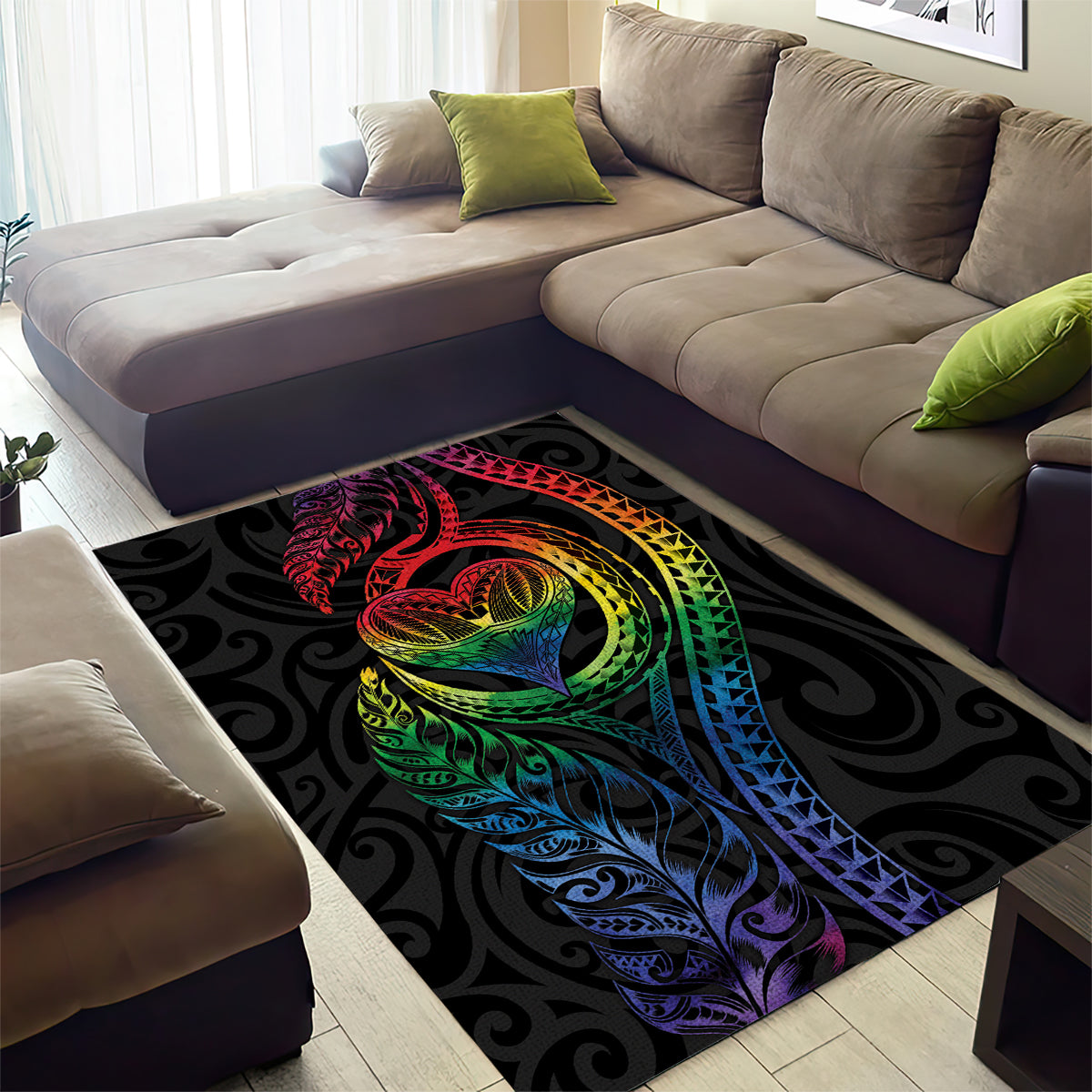 New Zealand Pride Area Rug Takatapui Rainbow Fern