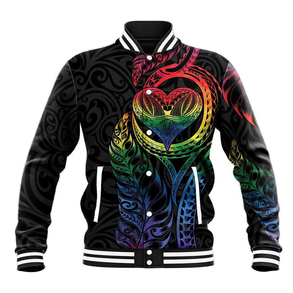 New Zealand Pride Baseball Jacket Takatapui Rainbow Fern LT7 Unisex Colorful - Polynesian Pride