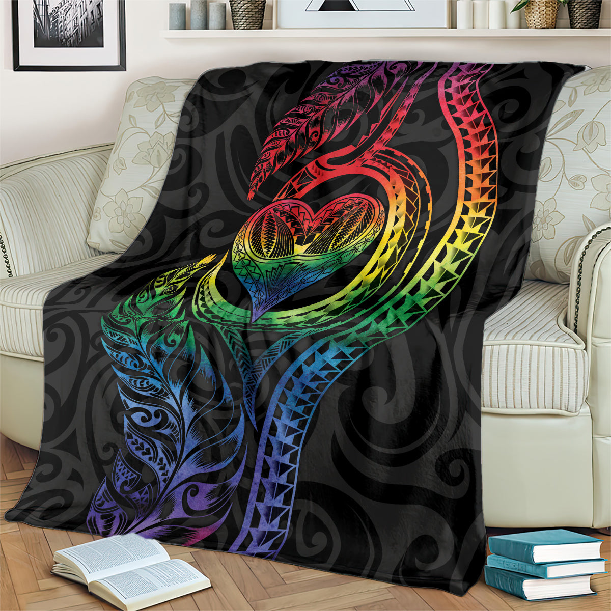 New Zealand Pride Blanket Takatapui Rainbow Fern LT7 - Polynesian Pride