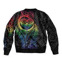 New Zealand Pride Bomber Jacket Takatapui Rainbow Fern LT7 - Polynesian Pride