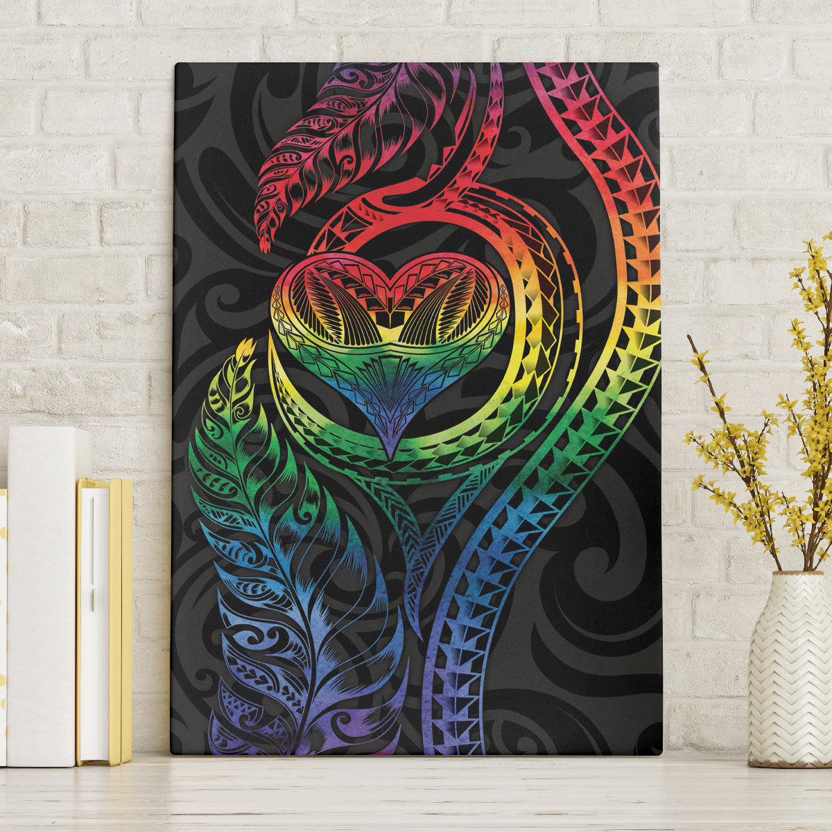 New Zealand Pride Canvas Wall Art Takatapui Rainbow Fern LT7 Without Frame Colorful - Polynesian Pride