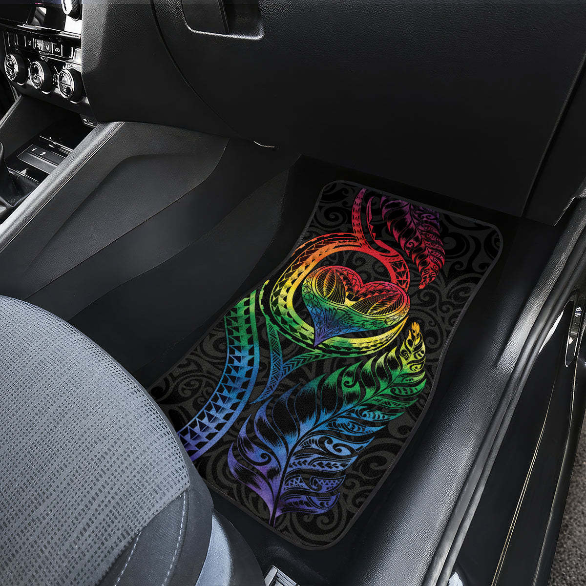 New Zealand Pride Car Mats Takatapui Rainbow Fern LT7 - Polynesian Pride