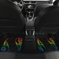 New Zealand Pride Car Mats Takatapui Rainbow Fern LT7 Set 2pcs - Back Colorful - Polynesian Pride