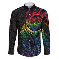 New Zealand Pride Family Matching Mermaid Dress and Hawaiian Shirt Takatapui Rainbow Fern