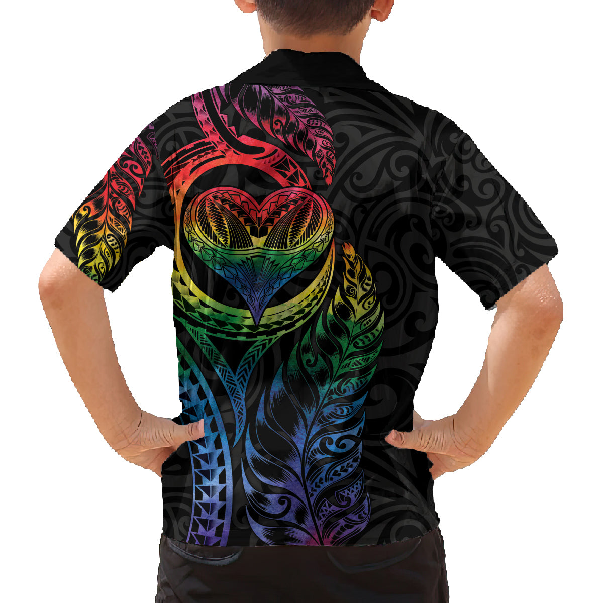New Zealand Pride Family Matching Puletasi and Hawaiian Shirt Takatapui Rainbow Fern LT7 - Polynesian Pride