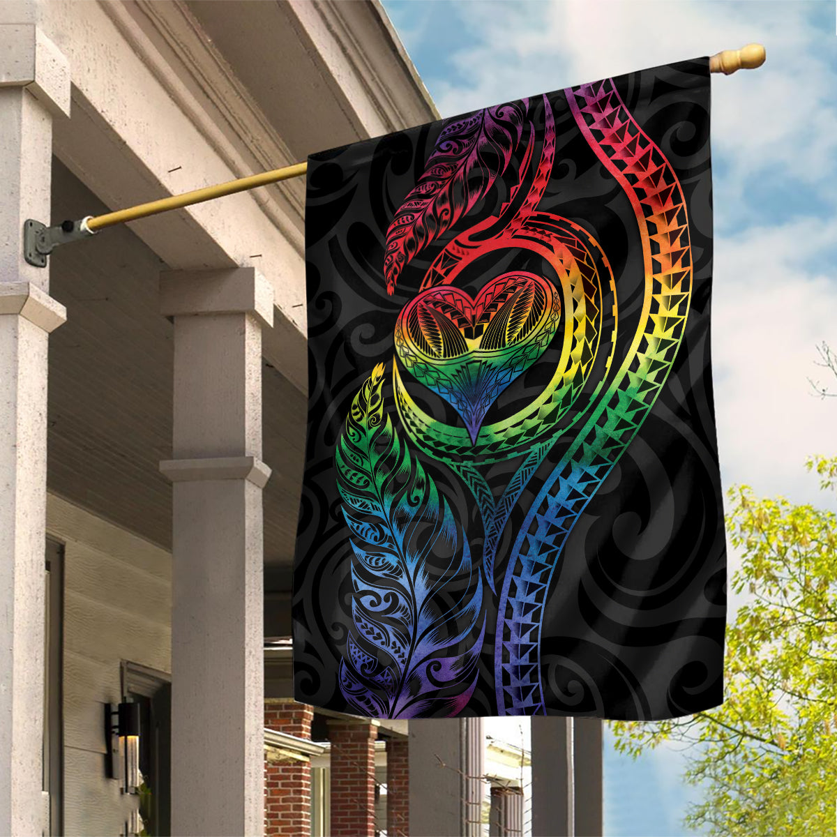 New Zealand Pride Garden Flag Takatapui Rainbow Fern LT7 House Flag Colorful - Polynesian Pride