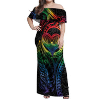 New Zealand Pride Off Shoulder Maxi Dress Takatapui Rainbow Fern