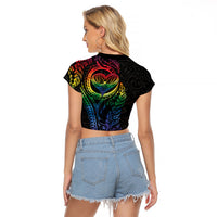 New Zealand Pride Raglan Cropped T Shirt Takatapui Rainbow Fern