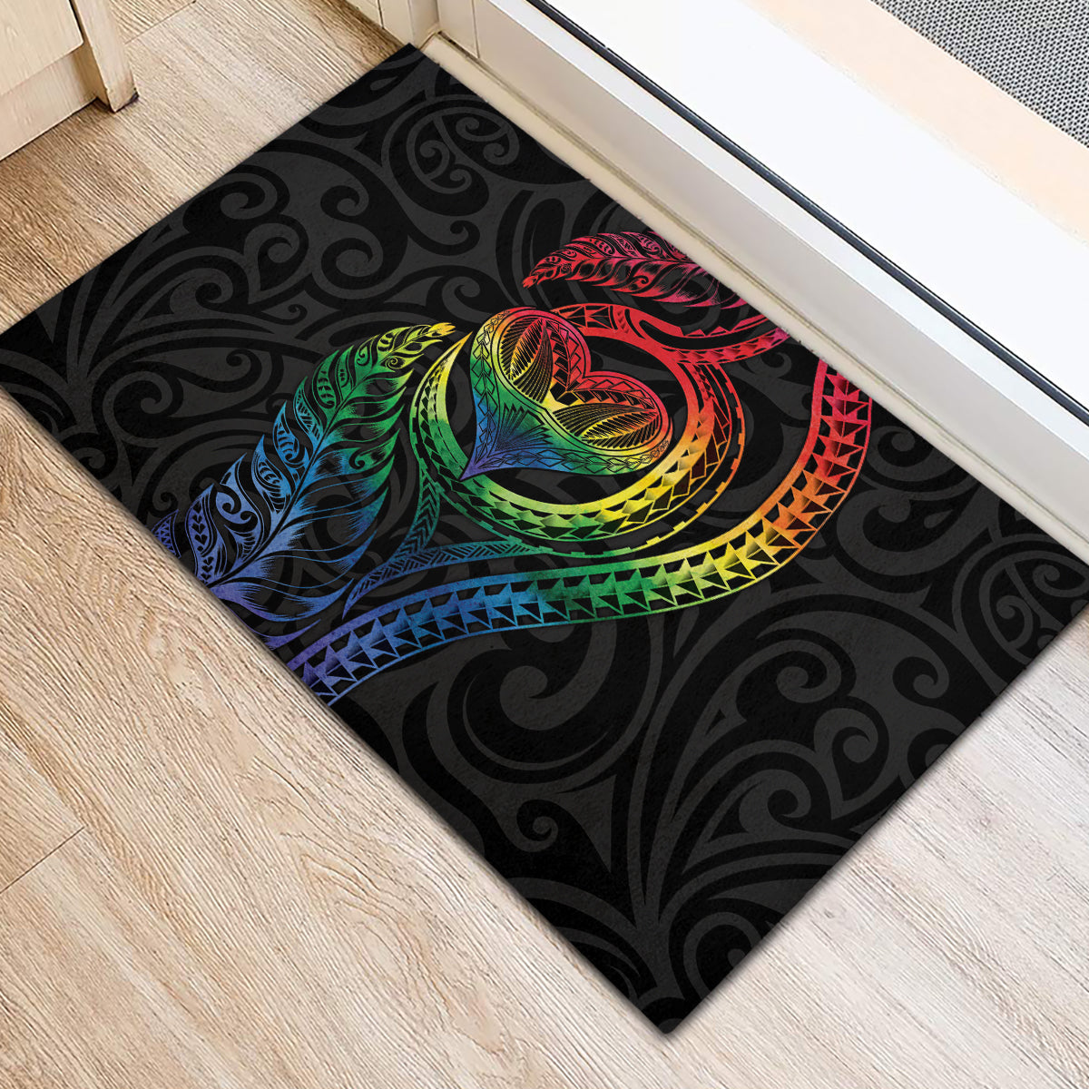 New Zealand Pride Rubber Doormat Takatapui Rainbow Fern LT7 - Polynesian Pride
