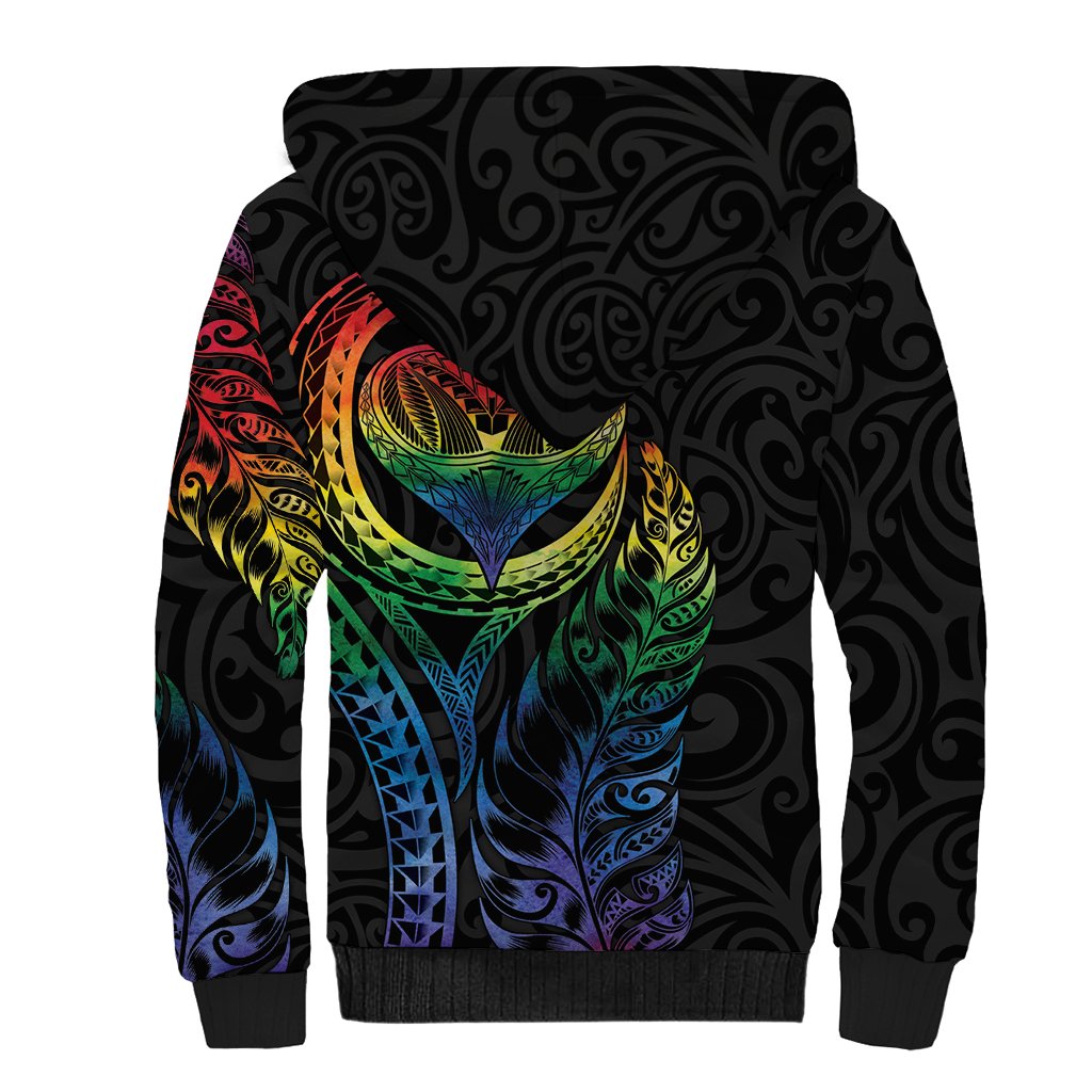 New Zealand Pride Sherpa Hoodie Takatapui Rainbow Fern LT7 - Polynesian Pride