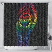 New Zealand Pride Shower Curtain Takatapui Rainbow Fern