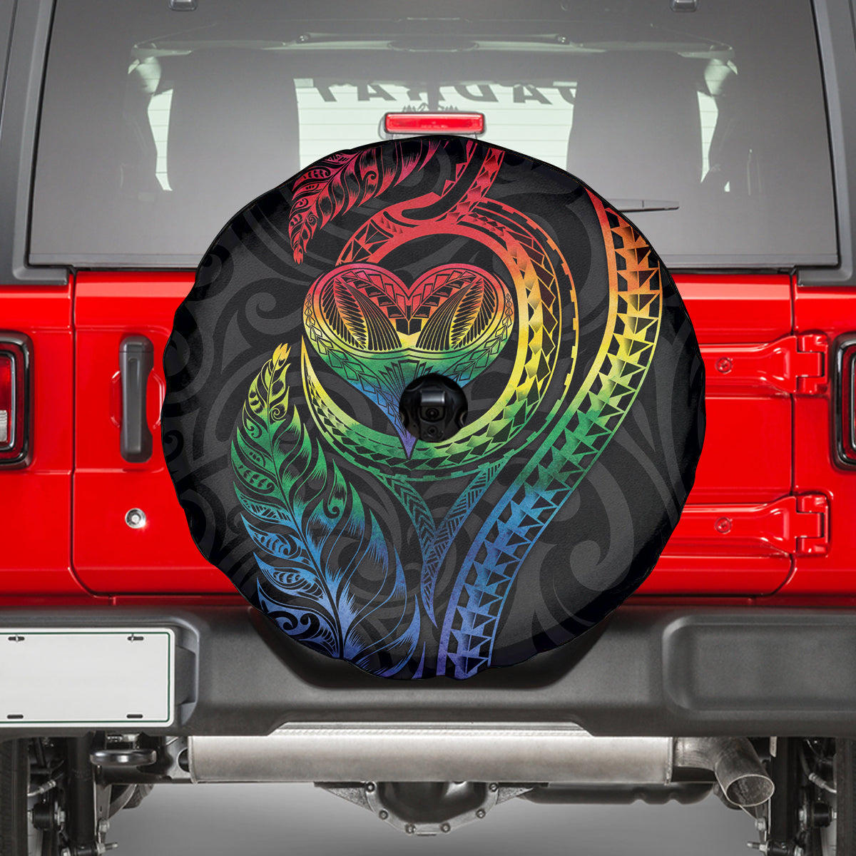 New Zealand Pride Spare Tire Cover Takatapui Rainbow Fern LT7 - Polynesian Pride
