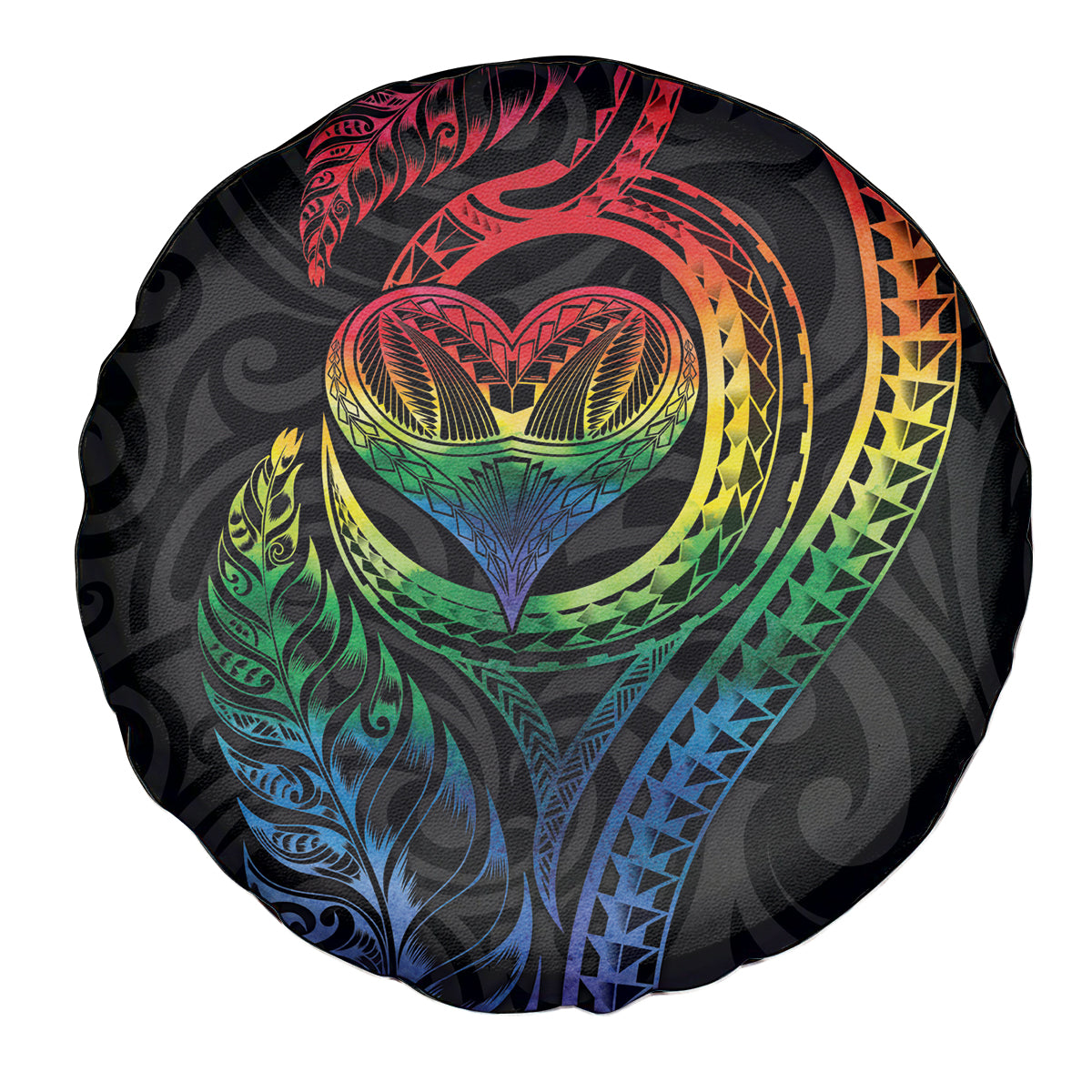New Zealand Pride Spare Tire Cover Takatapui Rainbow Fern LT7 - Polynesian Pride