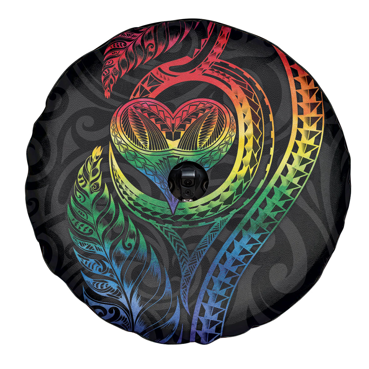New Zealand Pride Spare Tire Cover Takatapui Rainbow Fern LT7 - Polynesian Pride