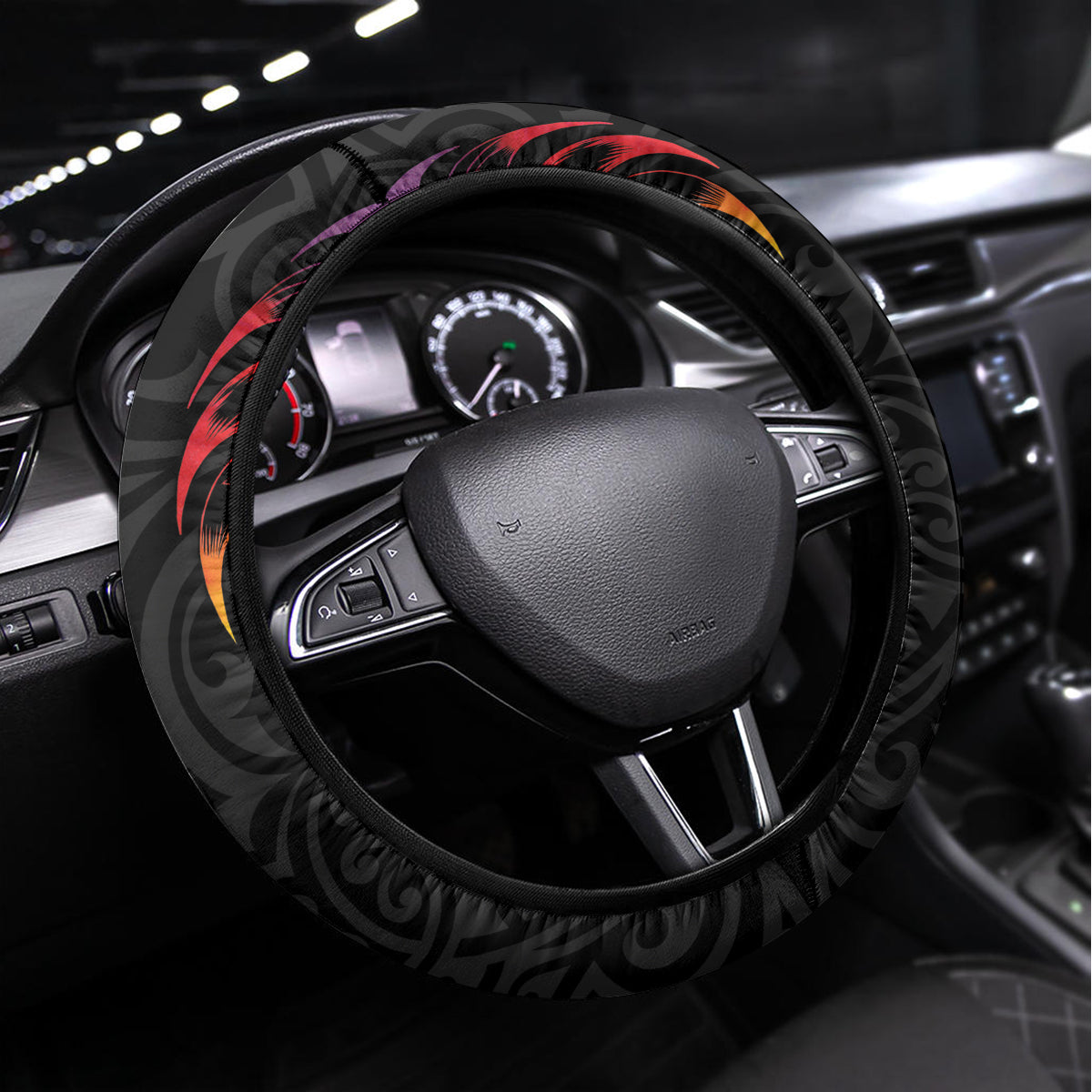 New Zealand Pride Steering Wheel Cover Takatapui Rainbow Fern LT7 Universal Fit Colorful - Polynesian Pride