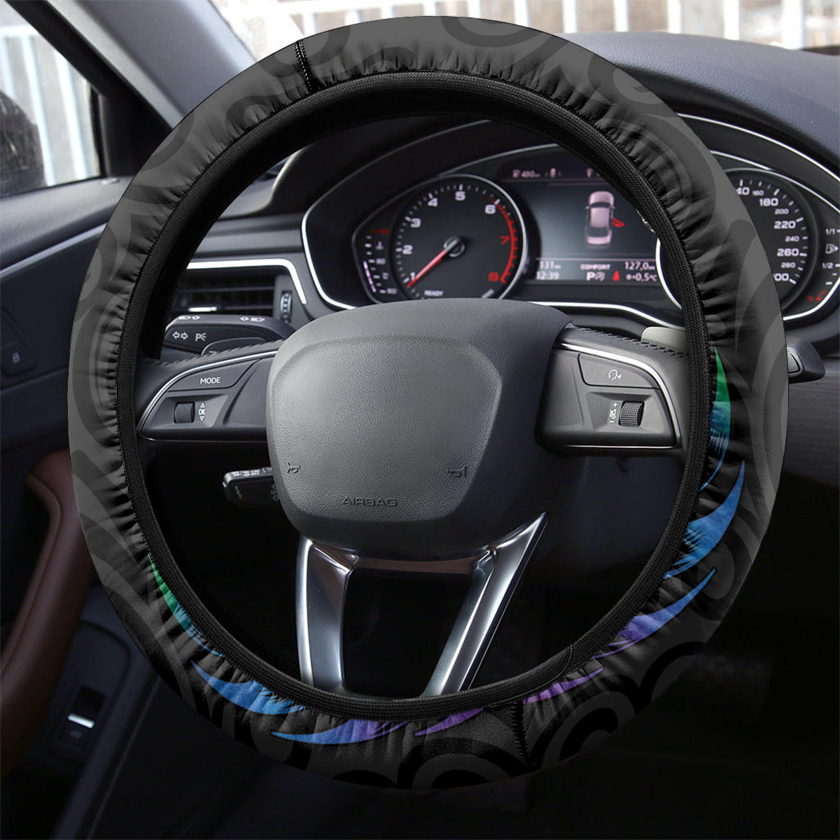 New Zealand Pride Steering Wheel Cover Takatapui Rainbow Fern LT7 - Polynesian Pride