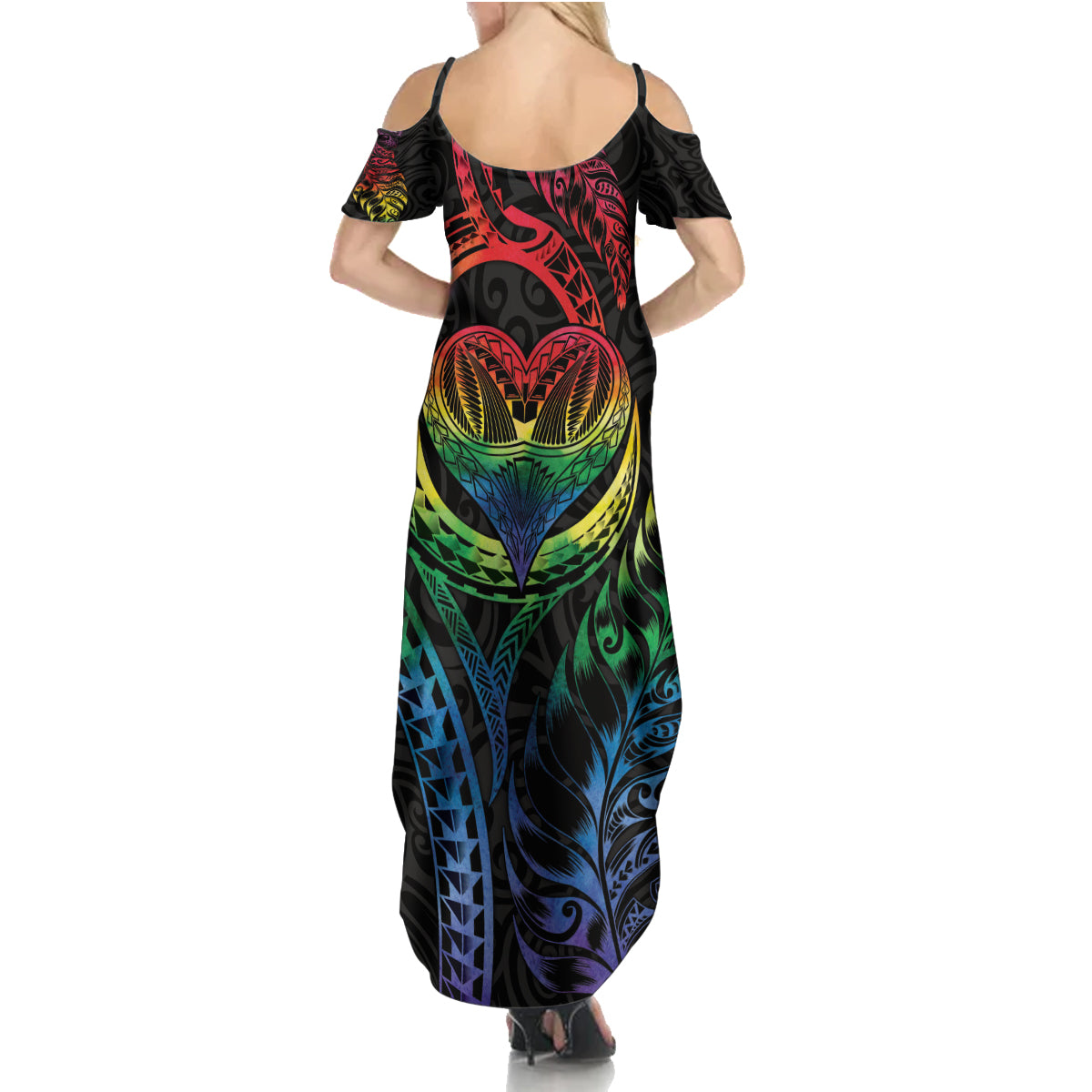 New Zealand Pride Summer Maxi Dress Takatapui Rainbow Fern