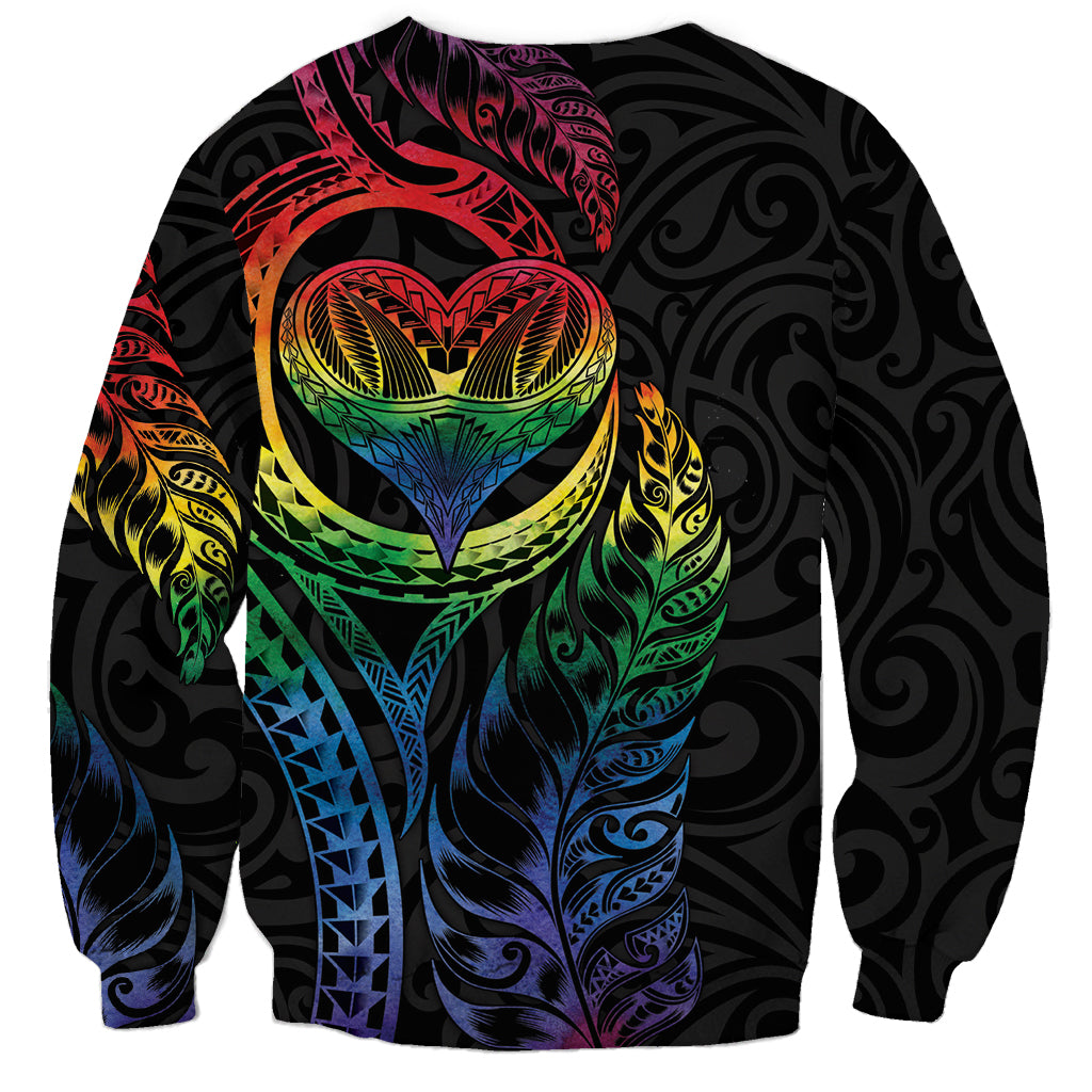 New Zealand Pride Sweatshirt Takatapui Rainbow Fern LT7 - Polynesian Pride