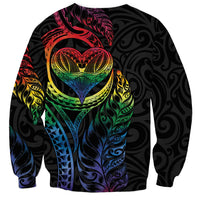 New Zealand Pride Sweatshirt Takatapui Rainbow Fern LT7 - Polynesian Pride