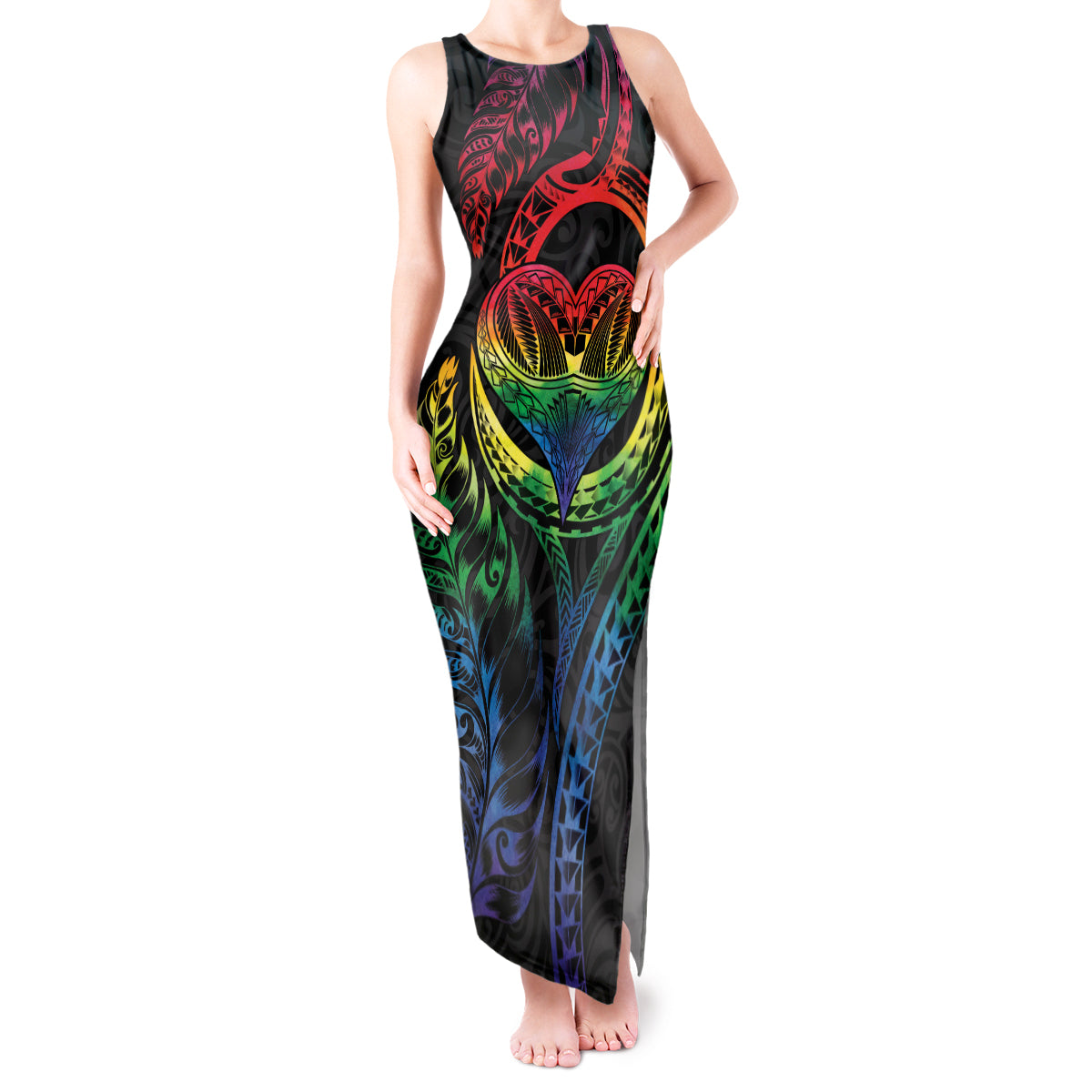 New Zealand Pride Tank Maxi Dress Takatapui Rainbow Fern