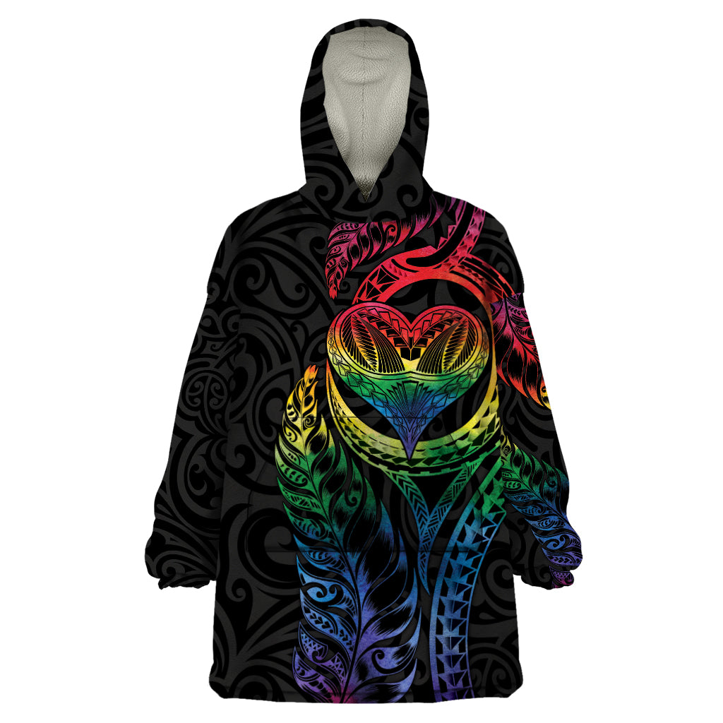 New Zealand Pride Wearable Blanket Hoodie Takatapui Rainbow Fern