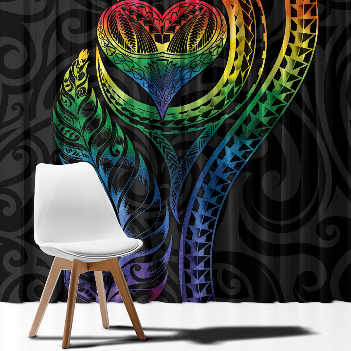 New Zealand Pride Window Curtain Takatapui Rainbow Fern LT7 - Polynesian Pride