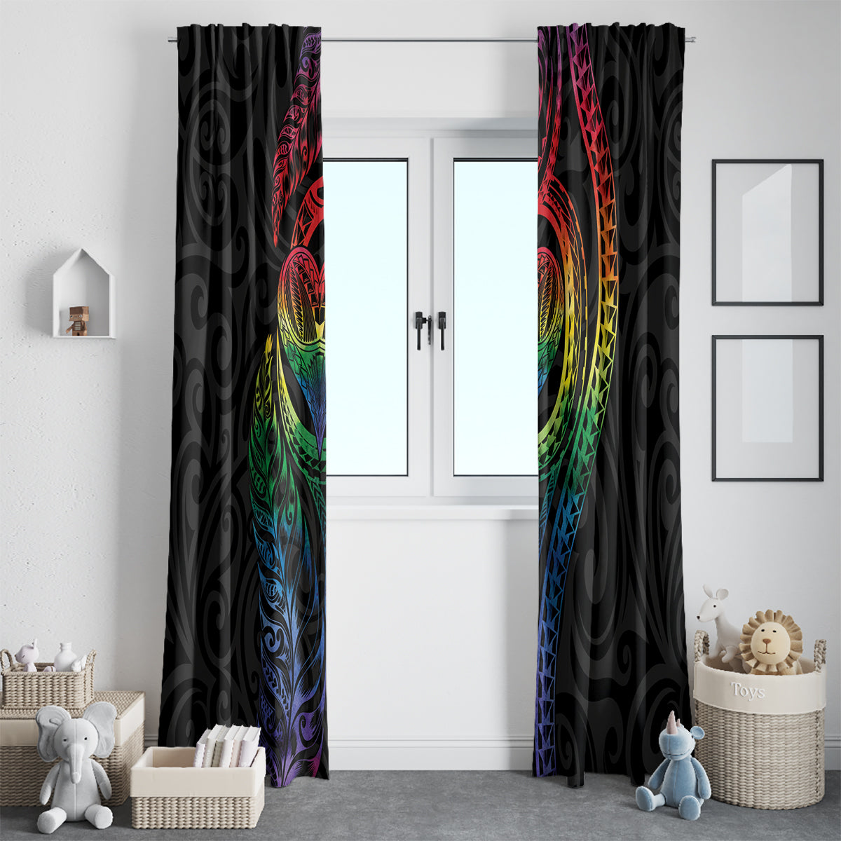 New Zealand Pride Window Curtain Takatapui Rainbow Fern LT7 - Polynesian Pride
