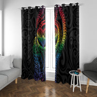 New Zealand Pride Window Curtain Takatapui Rainbow Fern LT7 With Grommets Colorful - Polynesian Pride