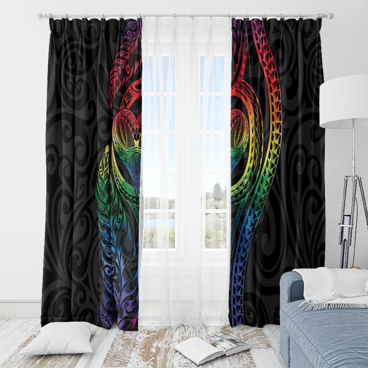 New Zealand Pride Window Curtain Takatapui Rainbow Fern LT7 - Polynesian Pride