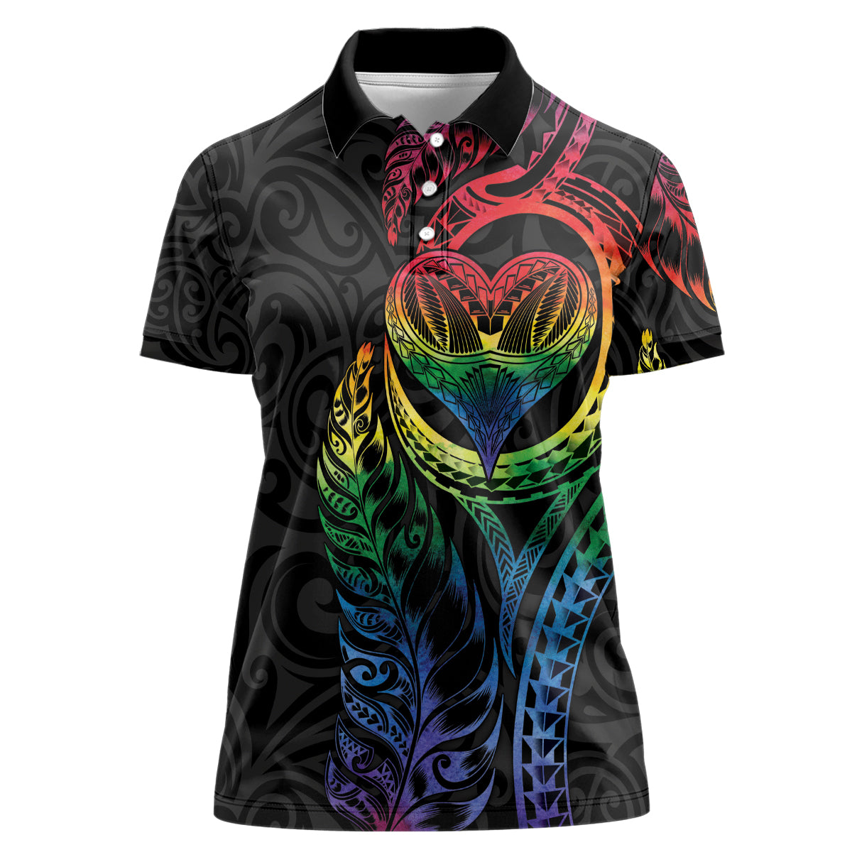 New Zealand Pride Women Polo Shirt Takatapui Rainbow Fern