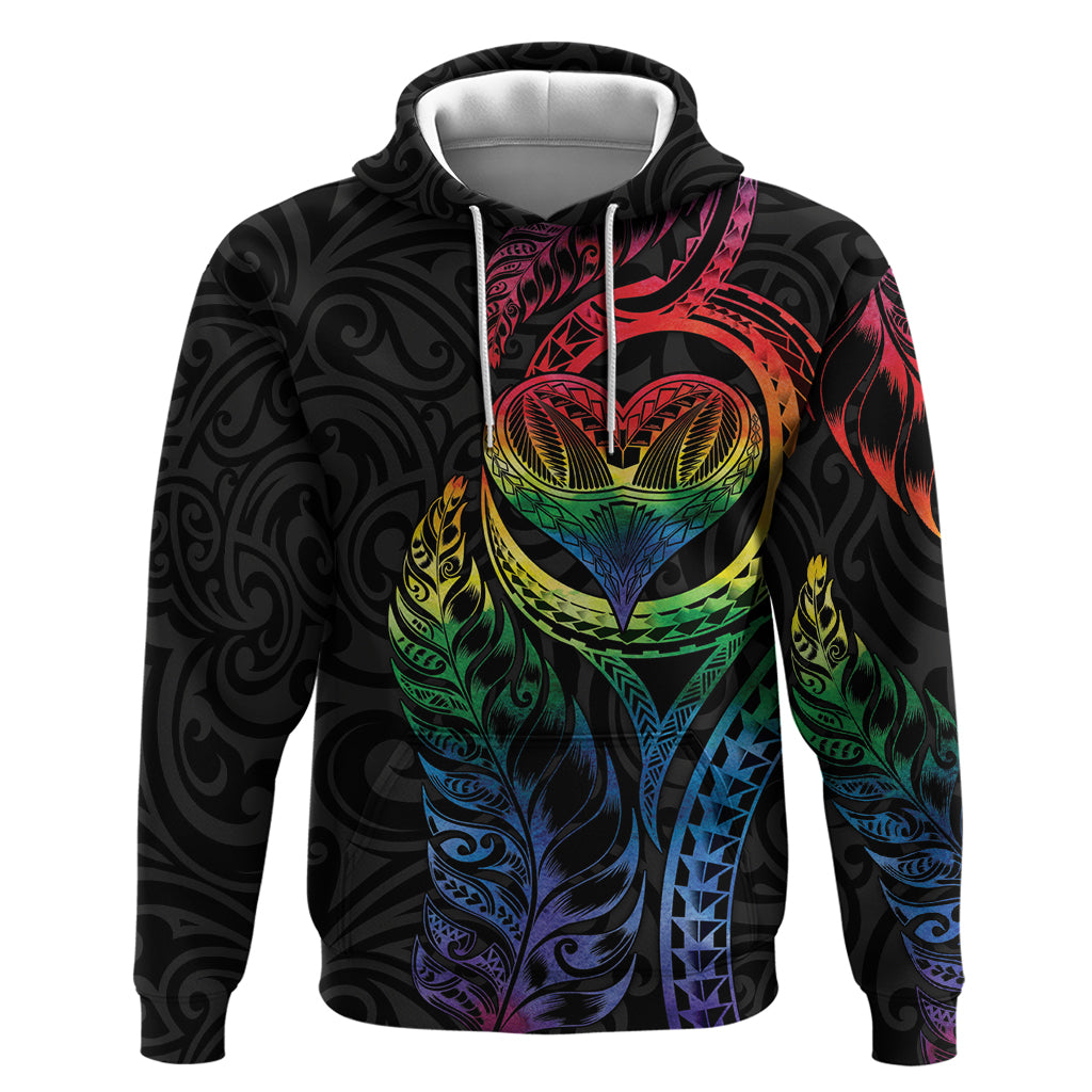 New Zealand Pride Zip Hoodie Takatapui Rainbow Fern