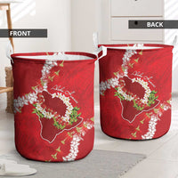 Hawaii Island Flowers Lei Laundry Basket Ohia Lehua Scarlet Red LT7 - Polynesian Pride