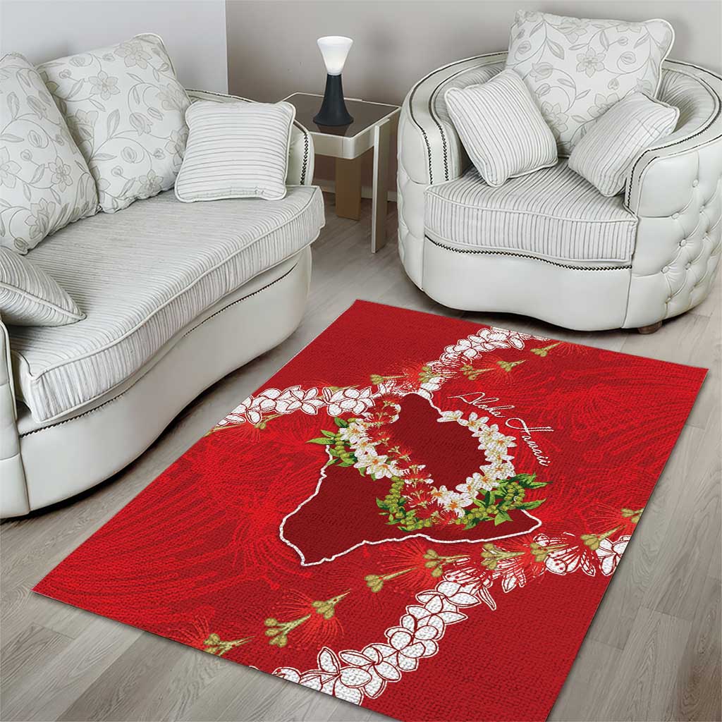 Hawaii Island Flowers Lei Area Rug Ohia Lehua Scarlet Red LT7 - Polynesian Pride