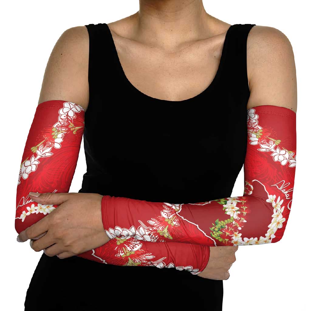 Hawaii Island Flowers Lei Arm Sleeves Ohia Lehua Scarlet Red LT7 - Polynesian Pride