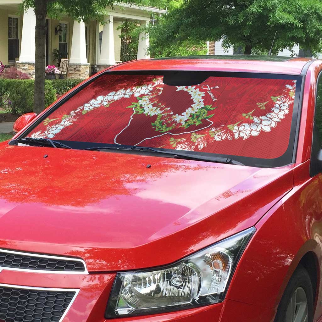 Hawaii Island Flowers Lei Auto Sun Shade Ohia Lehua Scarlet Red LT7 - Polynesian Pride