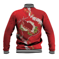 Hawaii Island Flowers Lei Baseball Jacket Ohia Lehua Scarlet Red LT7 - Polynesian Pride