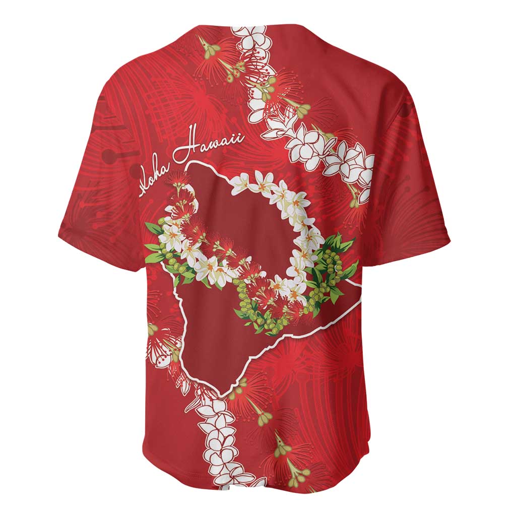 Hawaii Island Flowers Lei Baseball Jersey Ohia Lehua Scarlet Red LT7 - Polynesian Pride