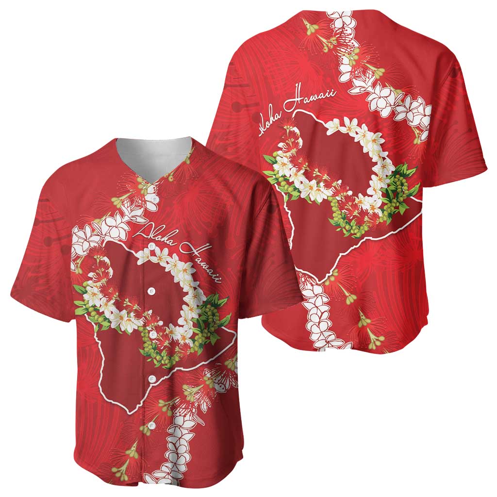 Hawaii Island Flowers Lei Baseball Jersey Ohia Lehua Scarlet Red LT7 - Polynesian Pride