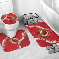 Hawaii Island Flowers Lei Bathroom Set Ohia Lehua Scarlet Red LT7 Mat Set Only (3 pcs) One Size Red - Polynesian Pride