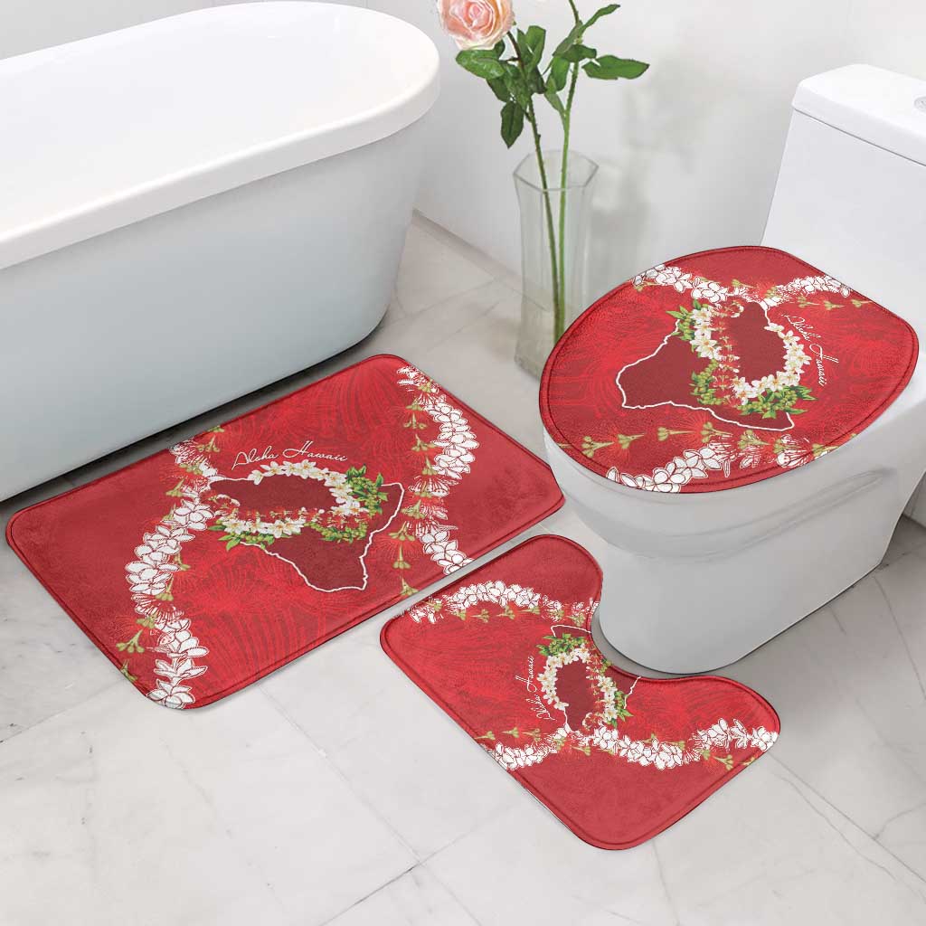 Hawaii Island Flowers Lei Bathroom Set Ohia Lehua Scarlet Red LT7 - Polynesian Pride