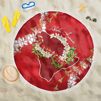 Hawaii Island Flowers Lei Beach Blanket Ohia Lehua Scarlet Red