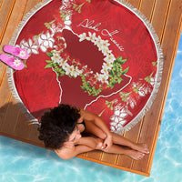Hawaii Island Flowers Lei Beach Blanket Ohia Lehua Scarlet Red