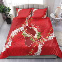 Hawaii Island Flowers Lei Bedding Set Ohia Lehua Scarlet Red