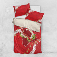 Hawaii Island Flowers Lei Bedding Set Ohia Lehua Scarlet Red