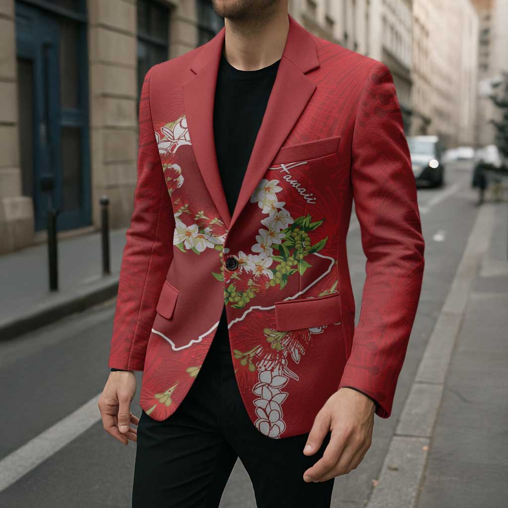 Hawaii Island Flowers Lei Blazer Ohia Lehua Scarlet Red LT7 - Polynesian Pride