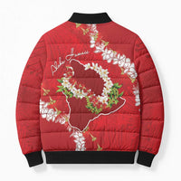 Hawaii Island Flowers Lei Bomber Puffer Jacket Ohia Lehua Scarlet Red LT7 - Polynesian Pride