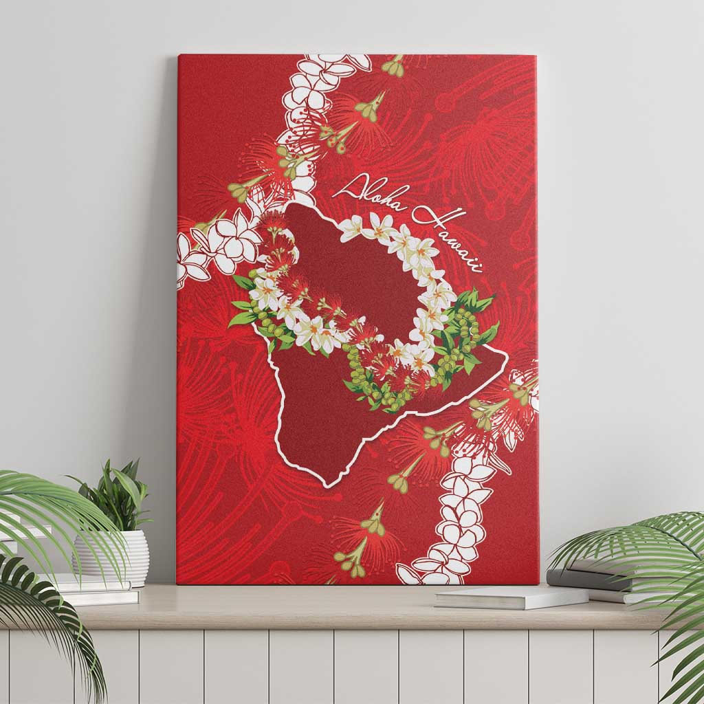 Hawaii Island Flowers Lei Canvas Wall Art Ohia Lehua Scarlet Red LT7 - Polynesian Pride
